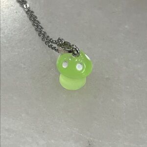 Lime Green Mushroom Pendant Necklace